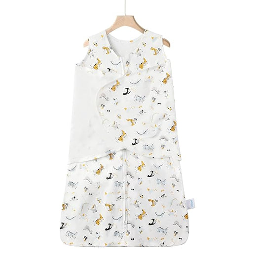 Swaddle-Blanket Baby Girl & Boy Swaddles Newborn Infant Transition 100% Cotton Wrap Blankets, 3-Way Adjustable Wearable Blanket, TOG 1.0 (Dinosaur, 3-6 Month)