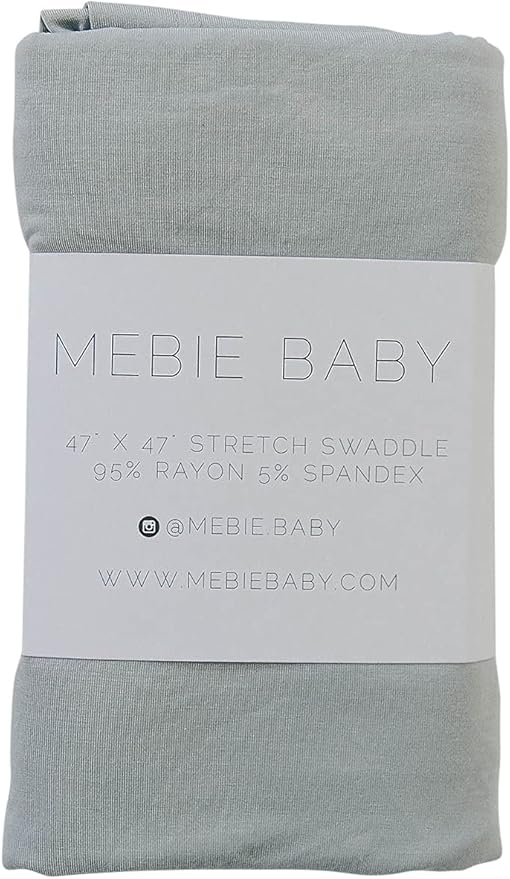 Mebie Baby Sage Stretch Swaddle, Modern and Neutral Swaddle Blanket for Baby Girl or Boy, Soft Baby Blankets, Newborn Swaddle Blanket, 0-3 Month, Comfy Wrap, Baby Essentials & Gifts (47" x 47")