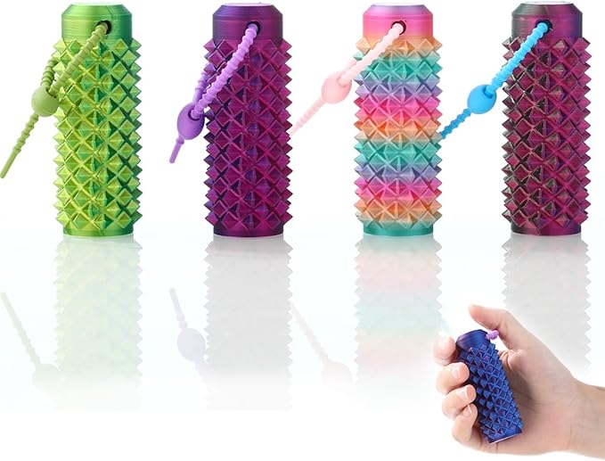 4PCS Little Ouchies Fidget Toys, 3D Printed Pain Stim Spiky Sensory Tools, Portable Pocket Grippie Keychain for Adults & Teens, Anxiety Relief, Stress Reduction, Focus Aid, Venting Novelty Gift