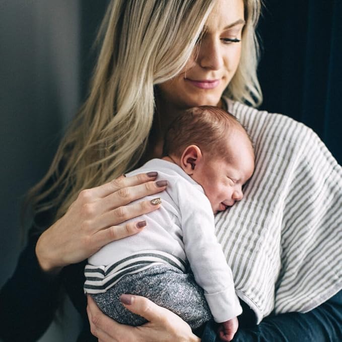 Little Unicorn Ultra-Absorbent Premium Burp Cloth 2 Pack | Soft on Baby's Skin | Larger Size | Ergonomic Design | Set of 2 (Grey Stripe)