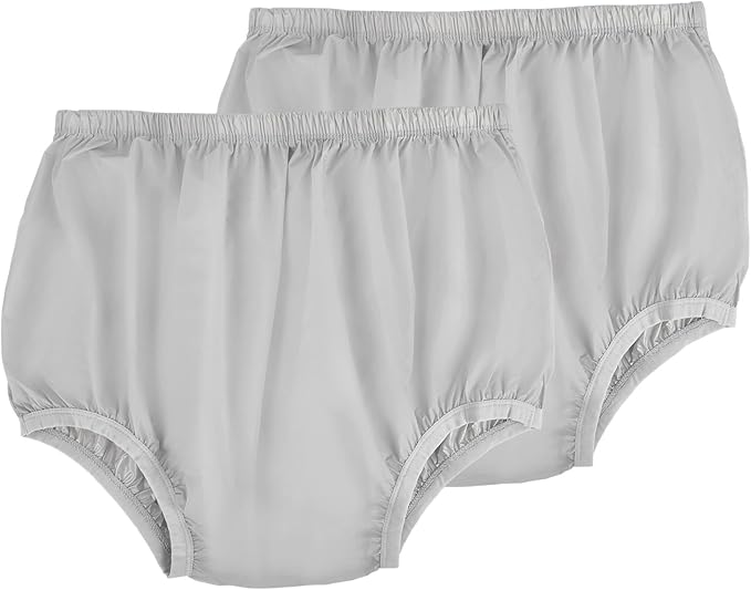 AQX Adult Leakproof Underwear for Incontinence, Washable Low Noise Reusable Adult Diaper Cover, Grey Plastic Pants Cover Unisex 2Pcs