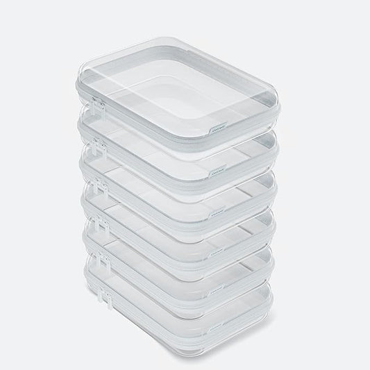 6PCS Clear Hard Shell Zipper Case,Portable Cosmetic Bag with Zipper,Kid's Toy Storage Organizer Bins,Hard Plastic Case,Clear Bags for Organizing