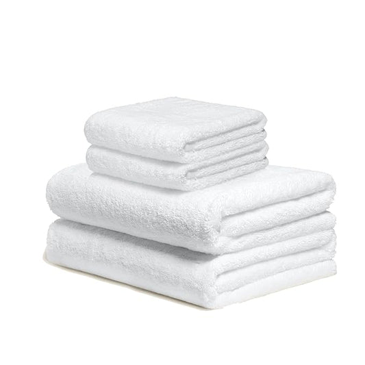 Italic Serene Ultraplush Cotton Towel Set, 4-Piece, 2 Bath Towels + 2 Hand Towels, White, Large, 800GSM, 100% Cotton, Heavy Duty, Resort Grade Towels (White)