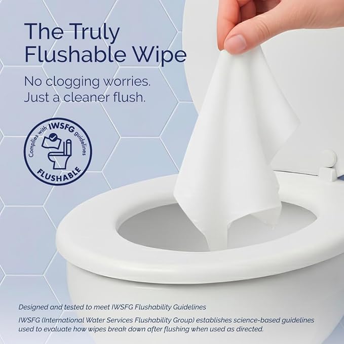 Hoppi Flushable Baby Wipes, 99% Water Hypoallergenic for Sensitive Skin, Plant-Based, Fragrance-Free, Sewer & Septic Safe, Silky Flush Toddler Potty Training Wipes (224 Count, 4 Packs)