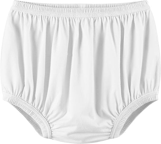 Adult Diaper Cover for Incontinence Noiseless Leak-Protection Underwear Plastic Pants Over Diapers Waterproof Rubber Pants (White, 3X-Large)
