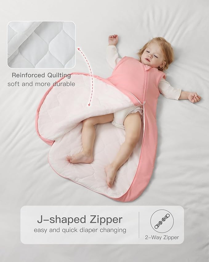 1.0 Tog 2.5 Tog Baby Sleep Sack, 100% Cotton Baby Sleeping Bag 3-24M, 2-Way Zipper Baby Wearable Blanket