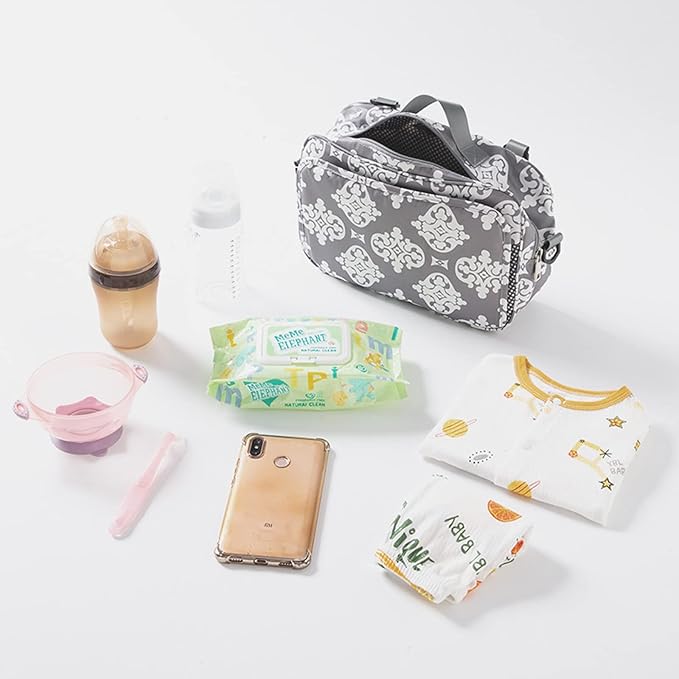 Diaper Bag Baby Stroller Bag Caddy Organizer for Baby Storage On the Go with Muti Pockets, Non-Slip Stroller Hooks and Adjustable Strap