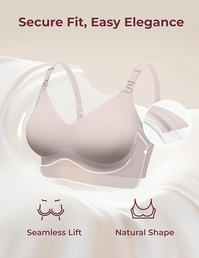 Momcozy Nursing Bras for Breastfeeding, YN21 Seamless Ultra Comfort Maternity Bra, Natural Shape, Pregnancy Sleep Bralette