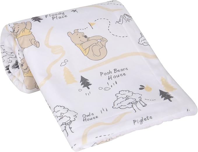 Lambs & Ivy Disney Baby Pooh and The Hundred Acre Woods White Baby Blanket