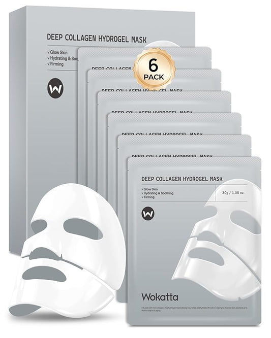 6 Pack Bio-Collagen Face Mask, Hydrating Overnight Masks, Anti-Wrinkle Face Lifting Mask for Elasticity, Pore Minimizing, Firming, Moisturizing, Real Collagen/Korean Skin Care