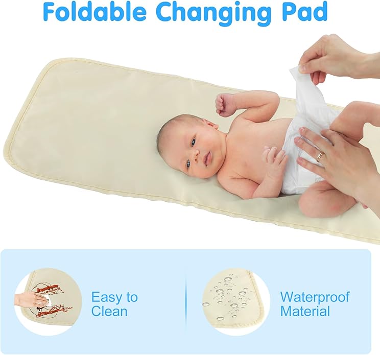 5PCS Diaper Bag Totes Set, Large Diaper Tote, Waterproof Maternity Bags, Cute Baby Diaper Organizer with Bottle & Food Bag