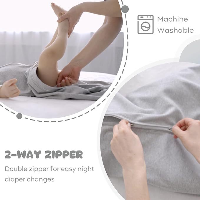 Yoofoss Baby Sleep Sack 0-6 Months 100% Organic Cotton 0.5 TOG Baby Sleeping Bag 2-Way Zipper Toddler Wearable Blankets 3 Pack Breathable Lightweight (Small)