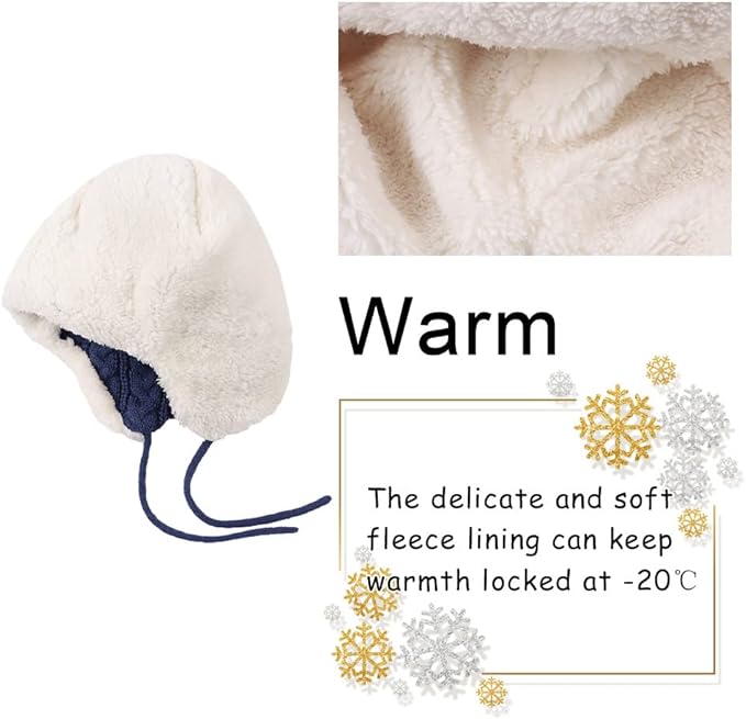 Winter Kids Beanie Hat Baby Knitted Hats Fleece Earflap Beanie Windproof Warm Toddler Beanies Boys Girls 0-8 Years