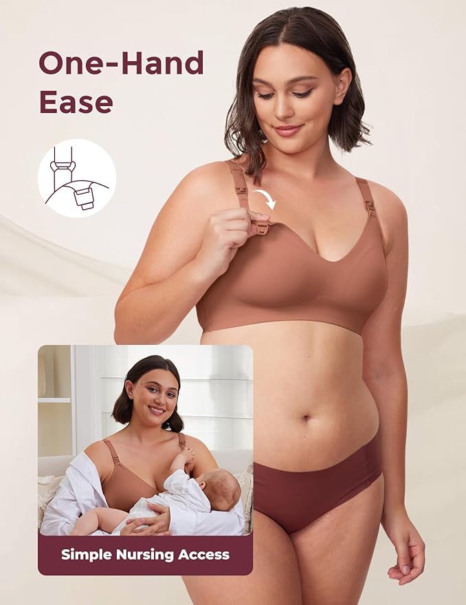 Momcozy Nursing Bras for Breastfeeding, YN21 Seamless Ultra Comfort Maternity Bra, Natural Shape, Pregnancy Sleep Bralette