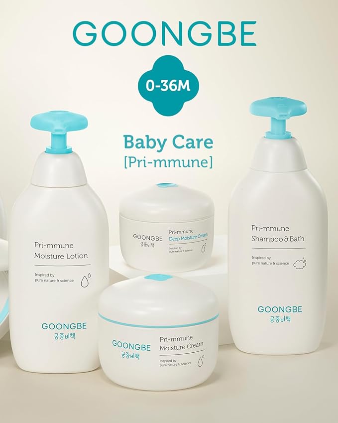 GOONGBE Pri-mmune Shampoo & Bath - Korean Baby Wash - Hypoallergenic Head to Toe Cleanser - Paraben-Free Formula For Sensitive Hair & Skin, 11.8 fl.oz. 2 Pack