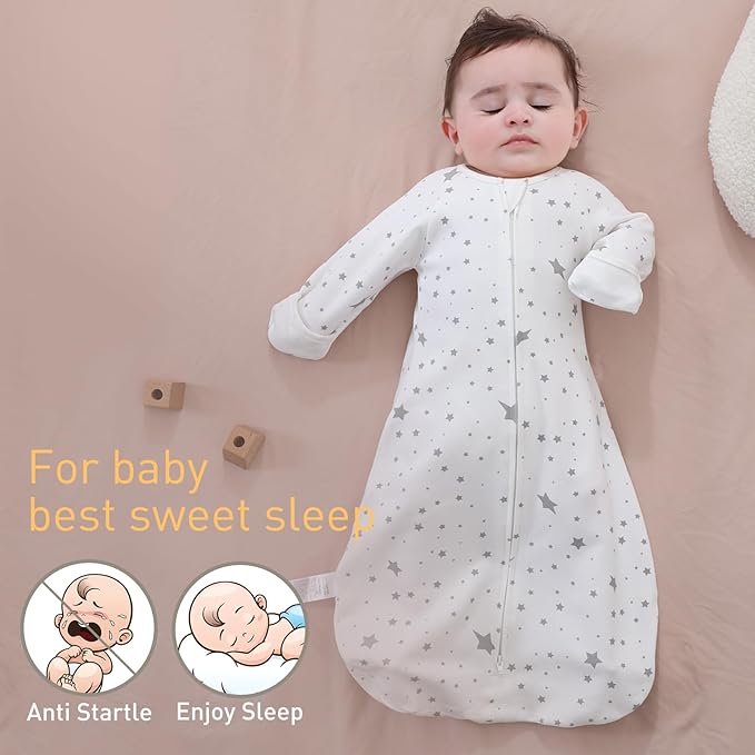 2 Pack Transitional Swaddle Sack with Arms Up & Sleeves, Mitten Cuffs, 2-Way Zipper, Sleep Sacks Blanket for Newborns - Calms Startle Reflex, Newborns Baby Boys & Girls Sleep Bag