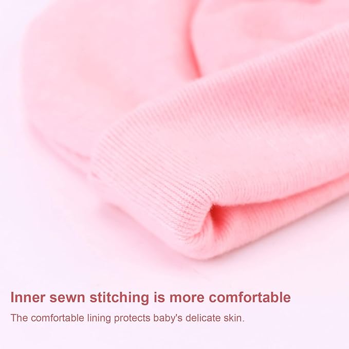 Newborn Baby Hats and Mittens Set Infant Bow Beanie Cap Toddler Gloves Newborn Hospital Hats for Baby Boy Girl 0-6 Months