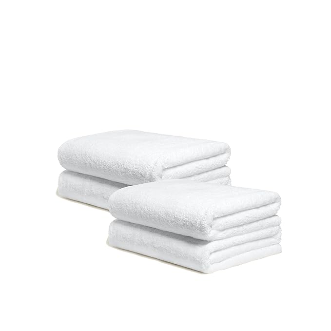 Italic Serene Ultraplush Cotton Bath Towels, 4 Large Towels (2 Sets of 2), White, 800GSM, 100% Cotton, Heavy Duty, Resort Grade Towels (White)