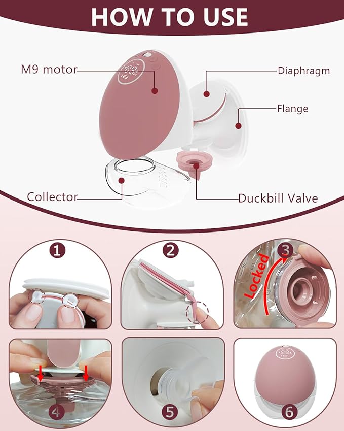 4PC Upgraded M9 Breast Pump Replacement Part, Including 2pcs Duckbill Valve and 2pcs Double-Layed Diaphragms for Momcozy Upgraded Mobile Flow | Upgraded M9, Valve, Diaphragms, 4PC Red