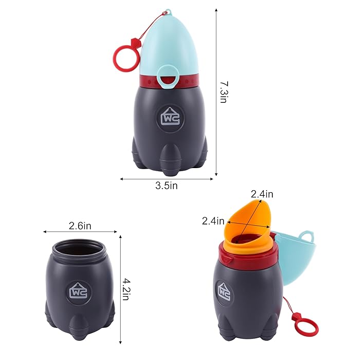 2025 Upgraded Travel Urinal for Kids,Rocket Toys Portable Emergency Urinal for Toddler,Light and Easy to Carry,Suitable for Car,Travel,Camping and Children's Urinal Potty Training(Quiet Blue)