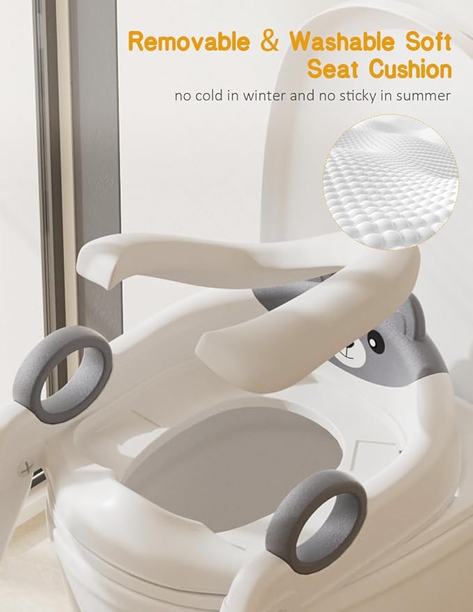Potty Training Seat, Toddler Toilet Seat With Steps, 2 In 1 Toddler Potty Training Toilet With Splash Guard, Anti-Slip Step Stool Soft Mat, Adjust High Potty Seats For Toddlers Kids Boys Girls