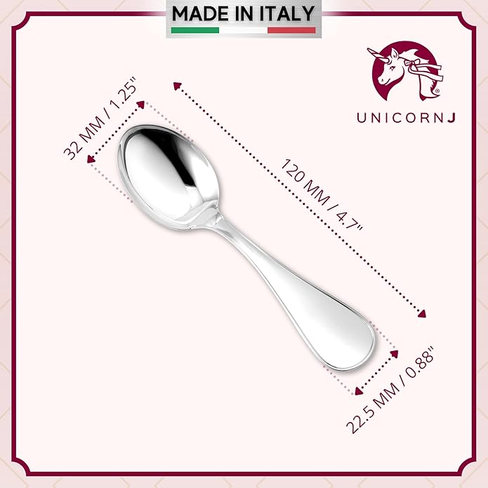 Sterling Silver Baby Spoon Fork Set Personalized Engravable | Complete with Gift Box | Keepsake Gift for Baby | Made in Italy