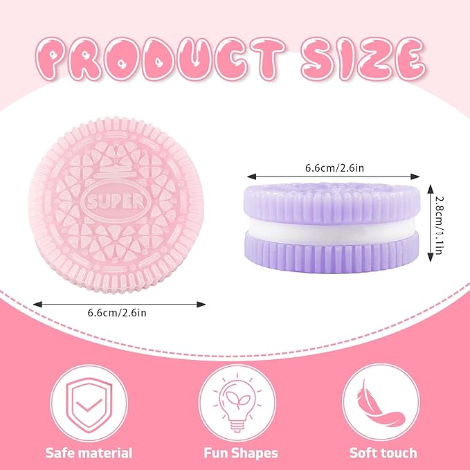 Sticky Cookie Squishies Fidget Toys Adults, Squeeze Toys Sensory Toys for Kids with Autism, Stress Balls for Adults Fidgets Birthday Gifts Party Favors for Kids(4 Pack Pink Black Green Purple)