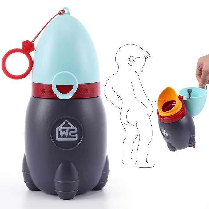 2025 Upgraded Travel Urinal for Kids,Rocket Toys Portable Emergency Urinal for Toddler,Light and Easy to Carry,Suitable for Car,Travel,Camping and Children's Urinal Potty Training(Quiet Blue)