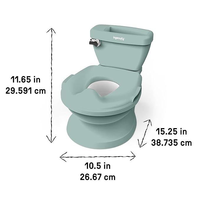 Ingenuity My Size Potty Pro in Green, Infant Potty Training Toilet, Lifelike Flushing Sound, for Ages 18 Months, Up to 50 Pounds