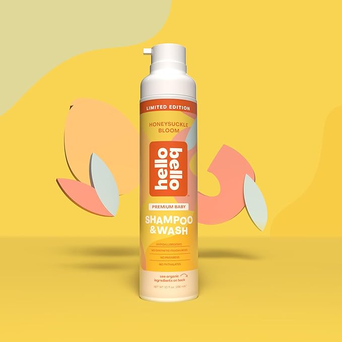 Hello Bello Ultra-Hydrating Baby Shampoo & Body Wash, Honeysuckle Bloom Scented, Tear Free & Safe for Sensitive Skin, Dermatologist Tested & Pediatrician Approved, 10oz Bottle