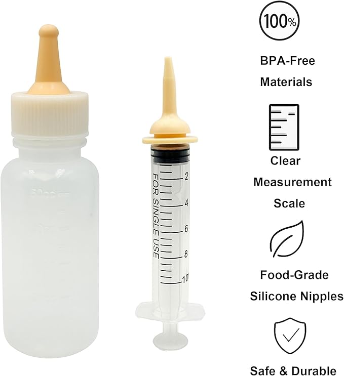 Newborn Kitten Feeding Kit with Kitten Bottles for Nursing Newborn, Kitten Nipples for Feeding, Kitten Syringe for Feeding, Puppy Feeding Bottle, Cat Bottles for Kittens, BPA-Free Feeding Tools