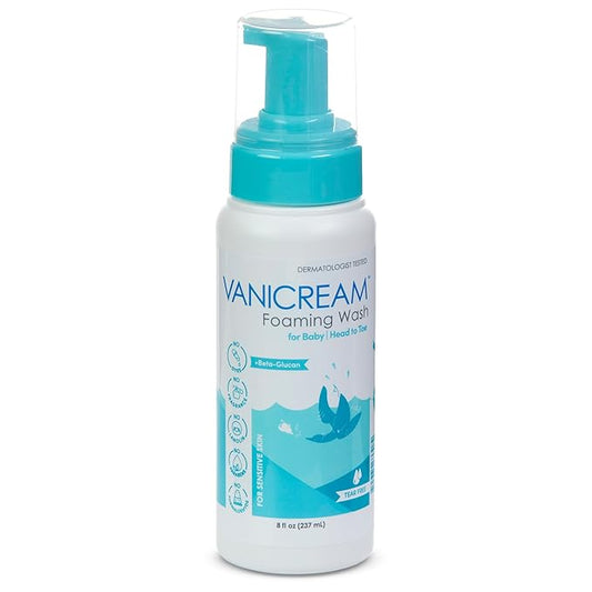 Vanicream Foaming Wash for Baby, 8 Oz, Gentle Cleanse and Moisture, Tear-Free Baby Shampoo and Body Wash with Beta-Glucan, Formulated without Common Irritants for Sensitive Skin, All Ages