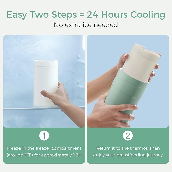 Momcozy Portable Breast Milk Cooler for Travel, 24H Ice-Free Cooling Breastmilk Storage Bottles Container, 12oz Leak Proof Outdoor Small Freezer, Baby Breastfeeding Essential Gift for New Moms