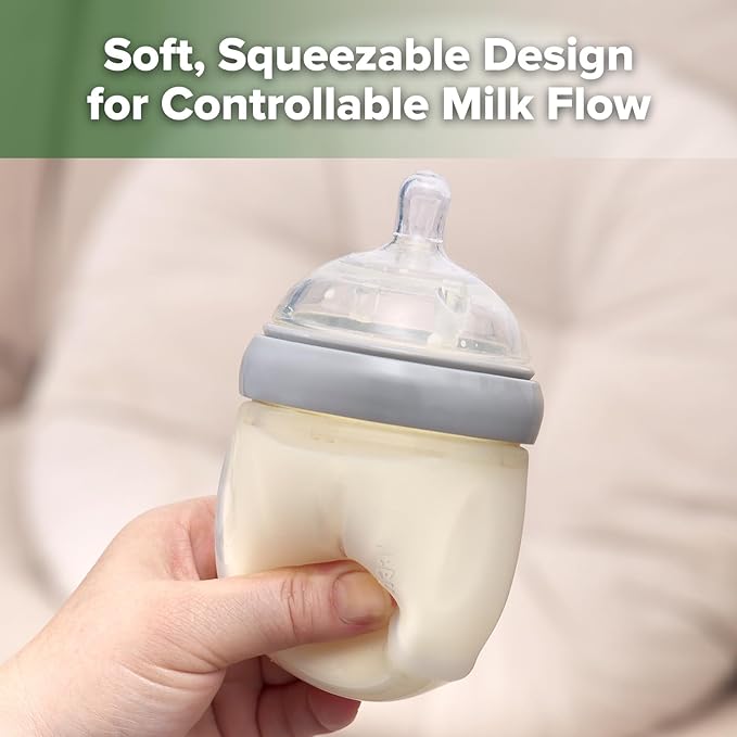 haakaa Gen. 3 Silicone Baby Bottle 160ml /5.4oz – Baby Bottles for Newborn 0M+, BPA-Free Breastfeeding Baby Bottle with Natural Latch, Slow Flow Anti-Colic Silicone Baby Bottle– Grey