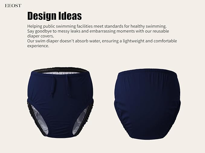 Youth Special Needs Reusable Swim Diapers Swimwear for Incontinence Cloth Diaper Covers Waterproof,Leakproof, Unisex (12-14T, Navy)
