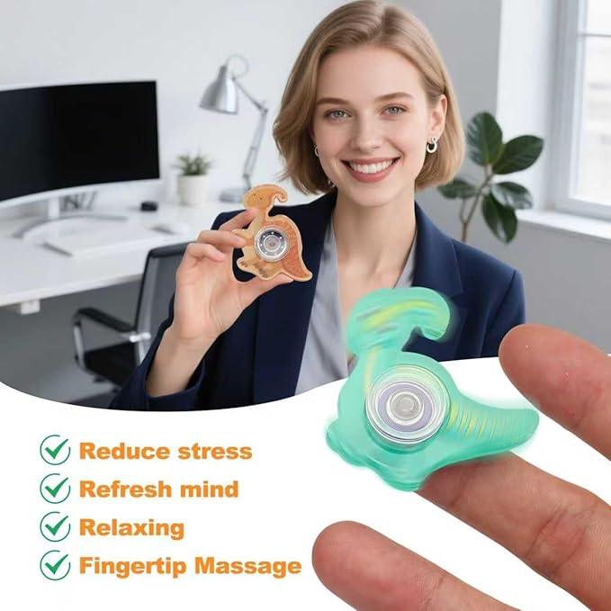 24PCS Dinosaur Fidget Spinner Toys,Party Favors Birthday Gifts Goodie,Autism Sensory Toys for Boys Girls Stress Relief,Treasure Box Toy for Classroom Prizes Supplies(Dinosaur)