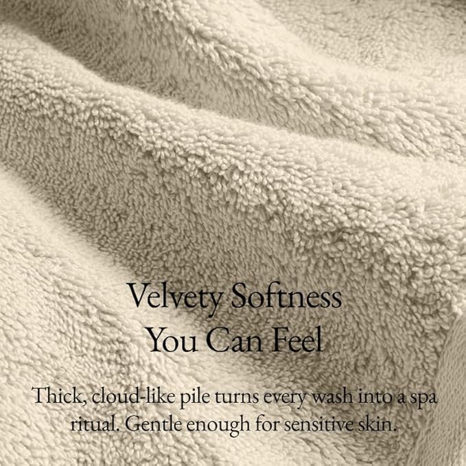 Italic Serene Ultraplush Cotton Bath Towels, 4-Pack (2 Sets of 2), Sand, Large, 800GSM, 100% Cotton, Heavy Duty, Resort Grade Towels (Sand)