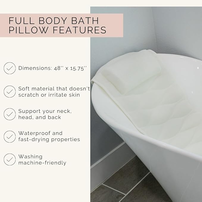 Our Full Body Bath Pillow - Ideal Bathtub Accessory for Relaxing Bath Gifts for Women
