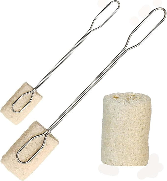 Stainless Steel Bottle Brush Set with Loofah Head, Long and Short Handle, 15.2 and 11.4 Inch, Removable Cleaning Brush for Home, Commercial Use