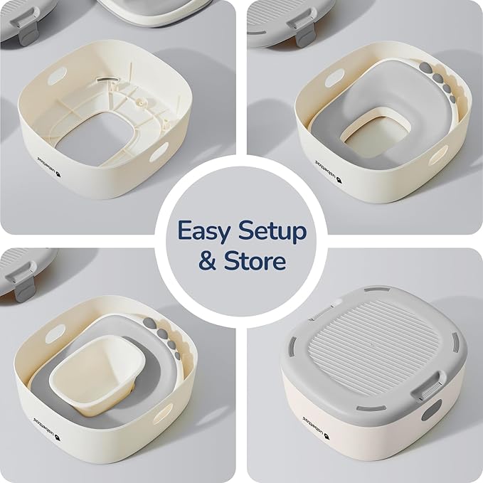 3 in 1 Potty Training Toilet, Dinosaur Toddler Potty Training Seat for Boys Girls with Comfortable Cushion, Easy-to-Clean and Anti-slip Potty Training Step Stool for Toilet (Grey)