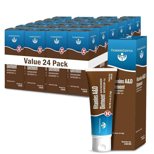 Vitamin A&D Ointment for Baby Diaper Rashes - 4 oz Tube, 24 Pack - A and D Ointment for Adults, Seniors, and Babies