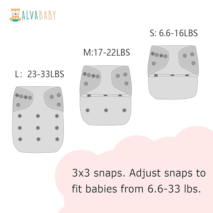 ALVABABY Baby Cloth Diapers 6 Pack with 12 Inserts Cloth Diaper Covers Adjustable Washable Reusable for Baby Girls and Boys 6DM115A