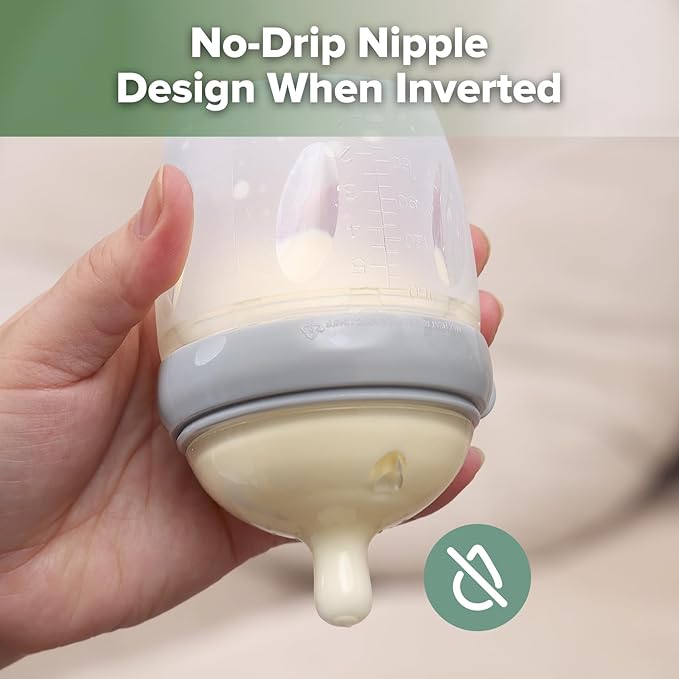 haakaa Gen. 3 Silicone Baby Bottle 160ml /5.4oz – Baby Bottles for Newborn 0M+, BPA-Free Breastfeeding Baby Bottle with Natural Latch, Slow Flow Anti-Colic Silicone Baby Bottle– Grey