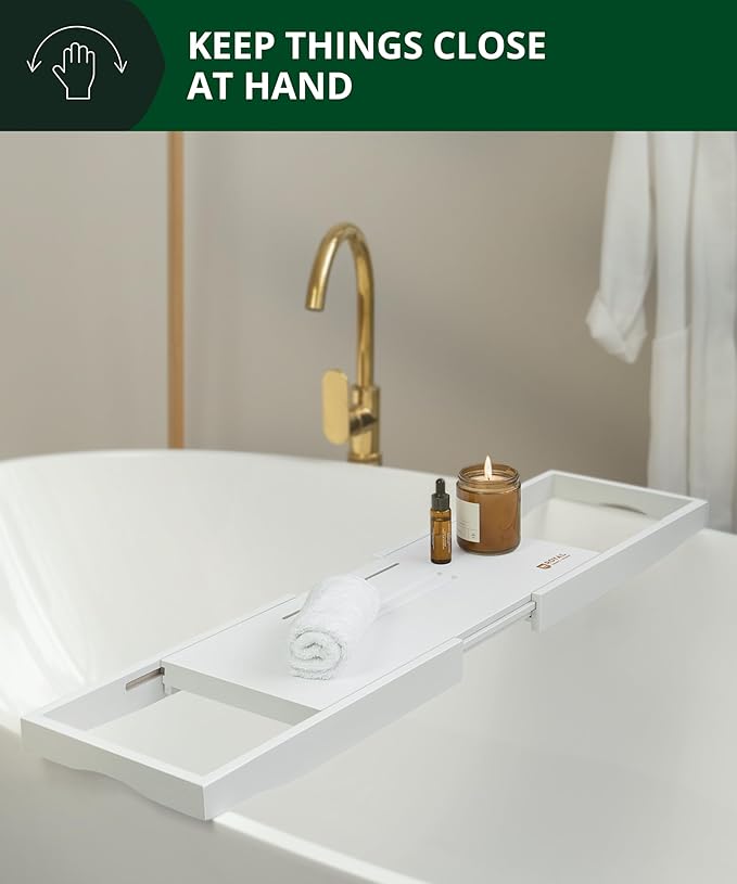 ROYAL CRAFT WOOD Premium Bathtub Tray - Expandable Bath Tray for Tub - Luxury Bathtub & Bathroom Accessories