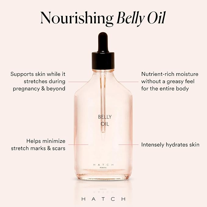 HATCH Belly Oil, Pregnancy & Postpartum Skincare for Stretch Marks, Quick-Drying for Full Body & Soothes Irritation, Plus Vegan, Clean & Plant-Based, 6.7 Fl Oz