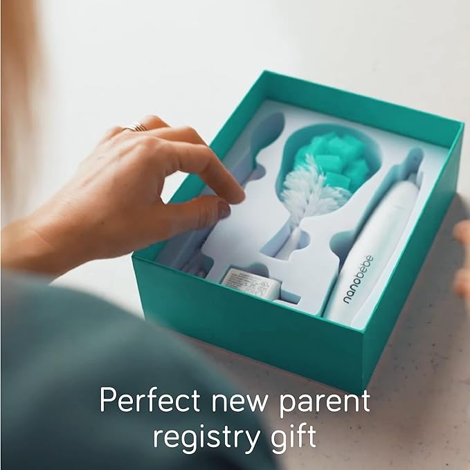 Nanobebe Electric Bottle Brush Cleaner – Baby Bottle Brush Electric Scrubber for Cleaning Brush for Baby Bottles - Rechargeable, Includes Replaceable Brush Head