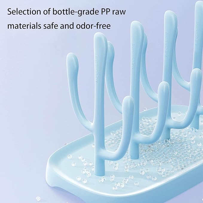 Baby Bottle Drying Rack - Space Saving, Portable Travel Rack for Baby Bottles and Accessories (Blue)