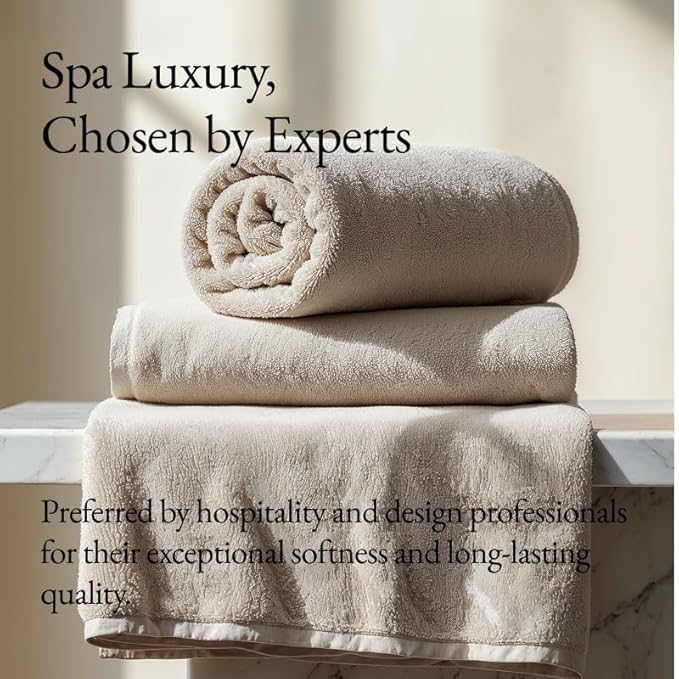 Italic Serene Ultraplush Cotton Bath Towels, 4-Pack (2 Sets of 2), Sand, Large, 800GSM, 100% Cotton, Heavy Duty, Resort Grade Towels (Sand)