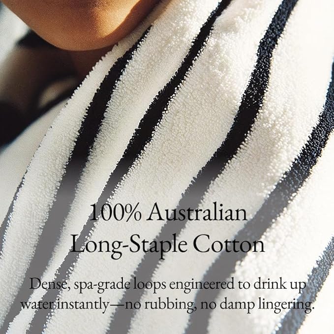 Italic Serene Ultraplush Cotton Towel Set, 4-Piece, 2 Bath Towels + 2 Hand Towels, White & Blue Striped, Large, 800GSM, 100% Cotton, Heavy Duty, Resort Grade Towels (White & Blue Striped)