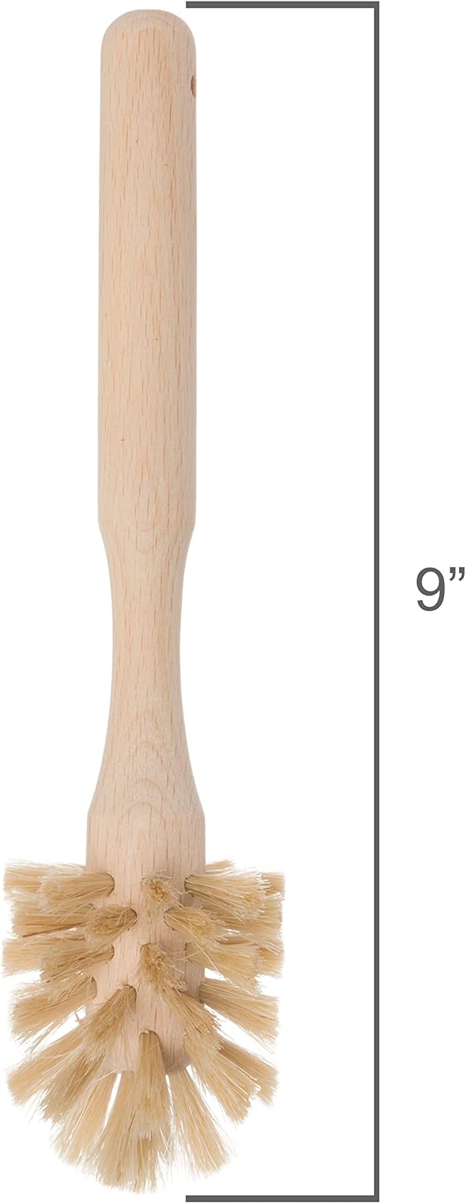 Redecker Bottle Brush Cleaner - Horsehair and Beechwood Handle for Vases, Pitchers, Mugs, and Baby Bottles, 8-3/4 Inch, Dense Natural Bristles - Wooden Bottle Brush - Bottle Brush Wood Handle